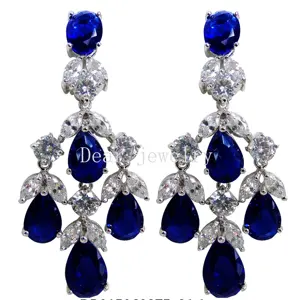 Fashion Sapphire Stone Earrings Woman 925 Sterling Silver indonesia Multi Zircon Stone Jewelry