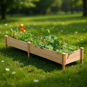 Fioriera rialzata in legno 94.5x23.6x9.8 pollici per la coltivazione di fiori, verdure ed erbe aromatiche - Product Image 2