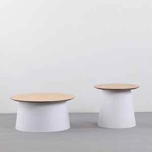 Commercio all'ingrosso mobili di fabbrica moderno nordico soggiorno rotondo Base di <span class=keywords><strong>plastica</strong></span> divano lato <span class=keywords><strong>tavolino</strong></span> con legno di quercia tavolo da tavolo - Product Image 2