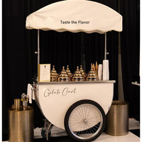 Chariot à bonbons personnalisé, chariot mobile pour vendeurs de rue, chariot à glaces vintage détachable avec congélateur