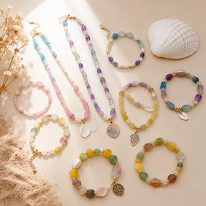 Parures de bijoux en gros : Colliers de perles colorées en pierres précieuses, pendentifs et breloques en pierres naturelles et cristaux, pour femmes - Product Image 1