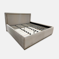 Modernes Deluxe Twin XL Doppelbett Villa Stoffbett Hotel Minimalistisches Verstellbares Edelstahl Cremefarbenes Modulares Bett