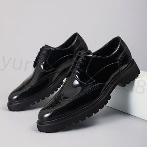 Men's Brogue Pattern Cowhide Real Leather Oxfords <b>Comfortable</b> Durable Lace-Up Dress <b>Shoes</b> for Spring Summer and Autumn - Product Image 1