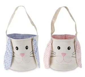 Gepersonaliseerde Easter Home Decor Easter Konijn Gingham Herbruikbare Paas Konijnenmand