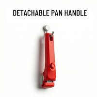 Poignée Amovible Rouge E-TOP pour Casseroles et Poêles, Poignée Universelle Détachable Noire, Accessoires de Cuisine Résistants à la Chaleur