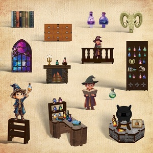 Nouveau Style <span class=keywords><strong>magique</strong></span> librairie étagère décoration maison de poupée en bois Puzzle livre coin avec LED veilleuse bâtiment modèle jouets - Product Image 4