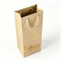 Sac à vin en papier écologique fabriqué avec du papier kraft recyclable, texture premium pour l'emballage de bouteilles en cadeau