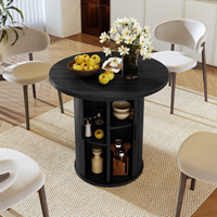 Mesa de Comedor Convertible de Madera Maciza, Versátil, para Dos Personas, con Estante de Almacenamiento Semiabierto, Puerta Corredera, Diseño Moderno, Muebles para el Hogar y Hoteles