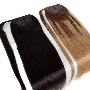 13A Grade Russian Virgin Wrap around Ponytail High Quality Real Human Hair Extensions Straight Style 100g Weight Brazilian Hair