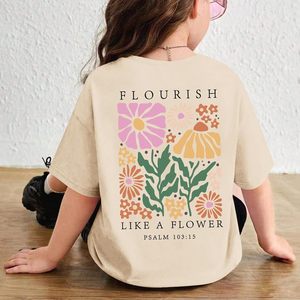 เสื้อยืดลายดอกไม้สำหรับผู้หญิง FOXA ผ้าฝ้าย 100% ระบายอากาศได้ดี ทรงปกติ พิมพ์ลายข้อพระคัมภีร์คริสเตียน บทสดุดี 103:15 - Product Image 5