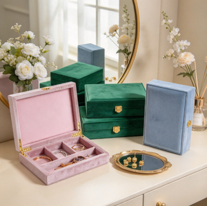 Boîte de rangement à bijoux à grande capacité pour la maison, en velours, vente en gros de boîtes à bijoux de haute qualité - Product Image 4