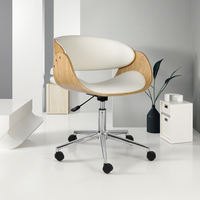 Chaise de bureau pivotante en cuir de style moderne avec cadre en bois, hauteur réglable, chaise de bureau confortable pour un usage domestique