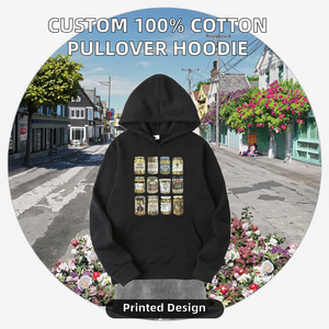 Sudadera con Capucha Negra Unisex con Diseño de Estampado de Jarras, Corte Regular Informal, Tejido de Algodón, Logotipo Frontal, Ropa de Otoño - Product Image 2