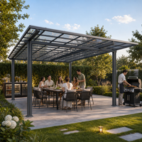 Pergola en aluminium, gazebo, couverture de patio, toit courbé |   Abri de jardin pour barbecue extérieur le plus vendu, idéal pour la cuisine extérieure dans le jardin ou la cour.