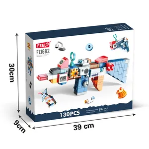 FEELO 2024 130PCS 다양한 전투 총 빌딩 블록 접합 장난감 전투 세트 어린이 장난감 공장 직접 맞춤 선물