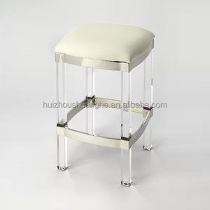 Bar Furniture Modern Pu Leather Bar <strong>Stool</strong> Metal Frame <strong>Counter</strong> <strong>Height</strong> Acrylic Bar <strong>Stools</strong> for Kitchen - Product Image 3