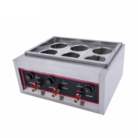 Mini cuiseur électrique 6 trous en acier inoxydable, cuiseur commercial de table, machine à cuire les pâtes avec paniers