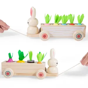 2022 кролик потянув корзину для маленьких детей игрушки тянуть тележки тележка шнурок От 1 до 3 лет детские ходунки Набор игрушечных автомобилей