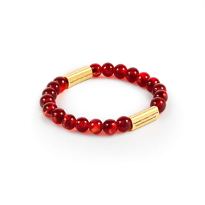 Fashion Bangle 316L Stainless Steel PVD Gold Plating Sustainable Resistant <b>Red</b> Beaded Design - Product Image 2