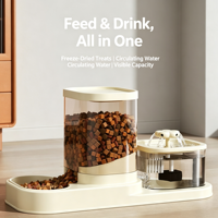 Distributeur automatique de nourriture et fontaine à eau circulante 2-en-1 au design robuste pour l'alimentation et l'hydratation des chats et des chiens