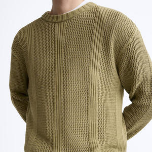 Pull avec LOGO personnalisé Pull à col ras du cou pour hommes Tricots évidés Haut en tricot à manches longues en coton Pull ample d'hiver pour hommes - Product Image 4