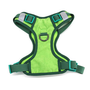 犬用ハーネスOEM犬用ハーネスメーカー卸売調整可能ベルベット犬用ハーネスとリーシュセット高級デザイナーカスタムコーデュロイ犬用ハーネス - Product Image 2