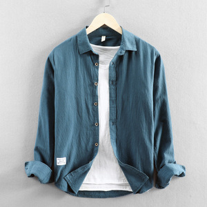 <span class=keywords><strong>Camicia</strong></span> in Misto <span class=keywords><strong>Lino</strong></span> e Cotone con Bottoni, Traspirante, a Maniche Lunghe, Casual, Leggera per l'Estate, Top con Bottoni, <span class=keywords><strong>Camicia</strong></span> Minimalista da <span class=keywords><strong>Uomo</strong></span> - Product Image 3