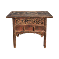Antique chinois belle sculpture rustique Vintage Table Console en bois massif récupéré avec tiroirs