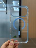 Funda Magnética Transparente de Lujo Antiamarilleo para iPhone 18 Pro Max 17 Air 16 15 14 13 12 con Borde Colorido y Protección Contra Impactos