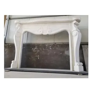 Modern Royal Indoor White Marble Carved Free Standing Stone Fire Place Fireplaces Frame Mantels Surrounds For Sale