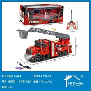 Mi Casita Remote Control Fire Ladder Truck 1:30 Scale 4 Channel Rc Toy For Kids Age 8 13 Years Ready To Go Plastic Model R9027 - Product Image 1