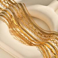 Collier minimaliste à chaînes superposées en acier inoxydable plaqué or 18 carats, chaîne serpent torsadée pour femme