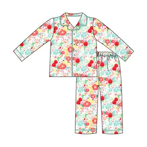 Özelleştirilmiş çocuk giyim setleri karikatür bambu iç çamaşırı her türlü ev giyim seti bebek pijama pijama kızlar için