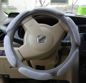 Cubiertas para volante de cuero PU gris a precio de fábrica del fabricante, accesorios para coche, decoración <span class=keywords><strong>interior</strong></span>, cubierta para volante de coche - Product Image 1