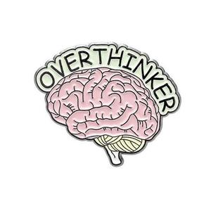 Overthinker esmalte Pins personalizado Overthinking Award cerebro huesos libro broches bolsa solapa Pin dibujos animados insignia joyería regalo para amigos - Product Image 5