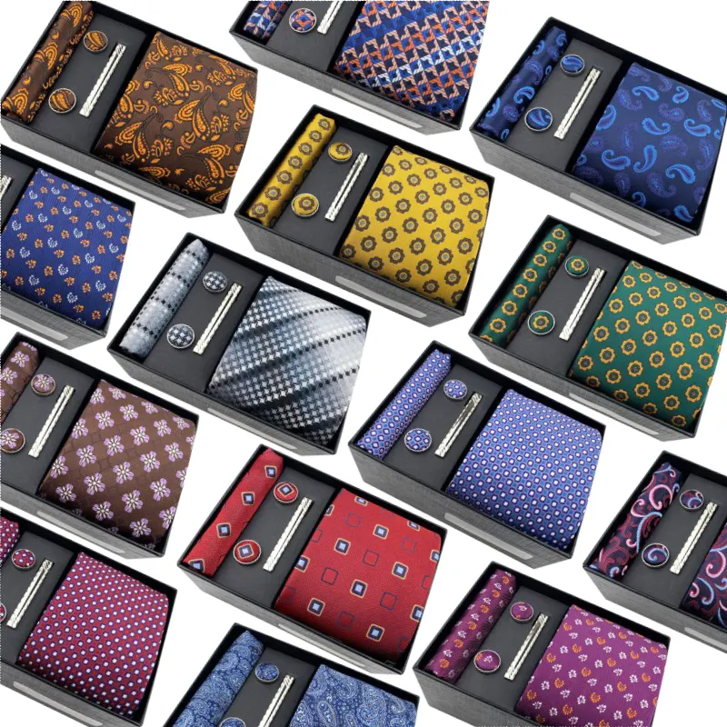 Cravates en treillis de polyester tissées jacquard personnalisées pour hommes Cravate en cachemire de luxe
