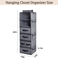 Organisateur de placard pliable à 6 niveaux, tiroirs de rangement suspendus pour vêtements, style moderne, tissu non tissé 80 g/m², grande capacité