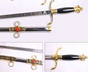 Espada Cruzada de los Caballeros Templarios con Cruz Roja y Soporte de Pared, Insignia Masónica, Mantos, Túnicas, Espadas y Equipo de los Caballeros Templarios - Product Image 4