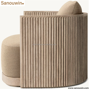 Chaise pivotante en bois élégante et durable pour l'extérieur, en teck vieilli avec rotation à 360° °   Meubles d'extérieur rotatifs - Product Image 6