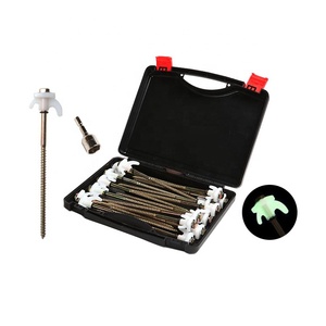 20 PCS Outdoor <strong>Screw</strong> <strong>in</strong> Glow <strong>in</strong> the Dark <strong>Tent</strong> <strong>Pegs</strong> with Plastic Storage Box &amp;13mm Hex Drill Bit Other Camping Accessories - Product Image 1