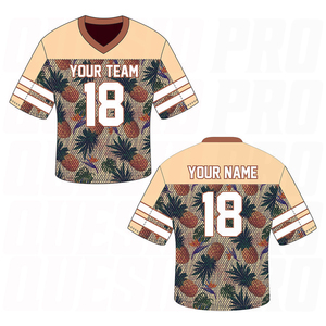Maillot de football américain personnalisé à motif végétal, col en V, manches courtes, impression par sublimation, respirant, unisexe, adulte, coupe classique, sport - Product Image 1