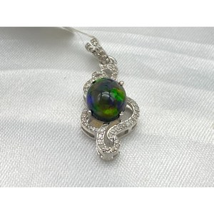 New Top selling Luxury BLACK <b>OPAL</b> Pendant 925 Sterling Silver, <b>Gift</b> Party Wedding Engagement Religious Ceremonies Events - Product Image 1
