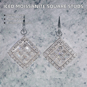 Iced 925 Silver Gold Plated Screw <b>Back</b> Round Brilliant Cut Moissanite Stud <b>Earrings</b> Hip Hop Jewelry Men - Product Image 2