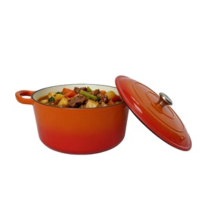 <span class=keywords><strong>Cocotte</strong></span> <span class=keywords><strong>en</strong></span> <span class=keywords><strong>fonte</strong></span> émaillée dégradé orange de qualité supérieure, pot à ragoût rond avec couvercle auto-irrigant - Product Image 6