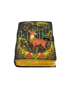 Handmade Deer Antler Leather Journal Rustic Vintage Grimoire <b>Notebook</b> Blank Pages for Writing Drawing Sketching and Spell <b>Book</b> - Product Image 1