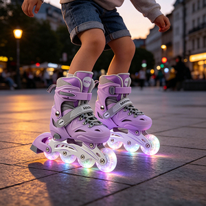 Patines en Línea Ajustables para Niños con Ruedas Luminosas de PVC, Patines de Ruedas para Exteriores para Niñas y Niños Principiantes, Patines para Niños - Product Image 3