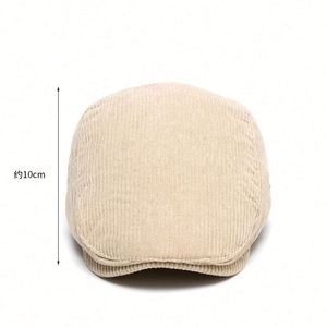 หมวกเบเร่ต์ผู้ชายขายดีประจำฤดูใบไม้ร่วงและฤดูหนาว ผ้าคอร์ดูรอย สไตล์วินเทจ ทรงแบน หมวกไอวี่ - Product Image 3