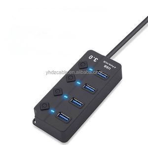 ฮับ USB 3.0 แบบ 4 พอร์ต จากผู้ผลิตขายส่ง พร้อมปุ่มสวิตช์แยกอิสระ 1 พอร์ต อะแดปเตอร์ฮับ 3.0 - Product Image 3