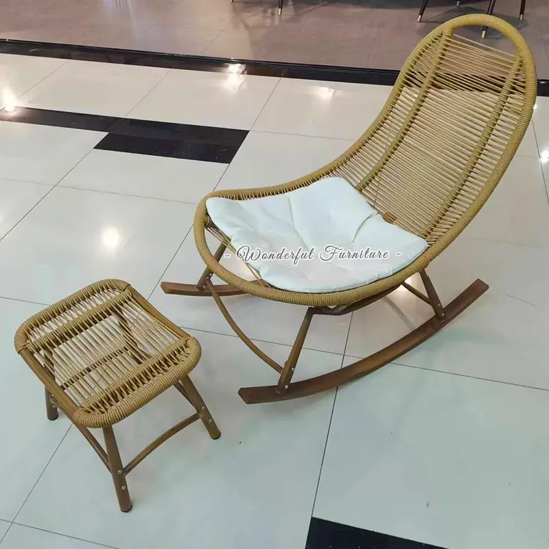 Indoor and outdoor universal rocking chair rattan table and chair combination balcony lounge chair