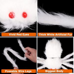 Recuerdos de Fiesta De Long, Araña Grande Realista de Peluche Blanco para <span class=keywords><strong>Halloween</strong></span>, Decoración Interior/Exterior para Casa Embrujada o Escape Room, para Adolescentes - Product Image 3